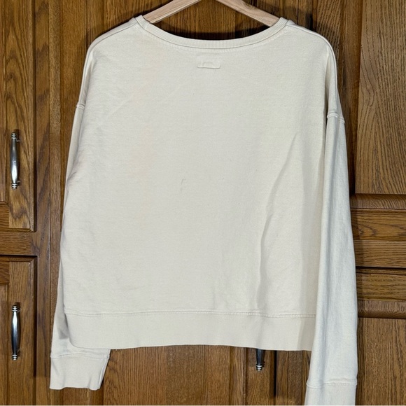 Pact Organic Cream Cheetah Sweatshirt Cropped Length EUC - Picture 5 of 5